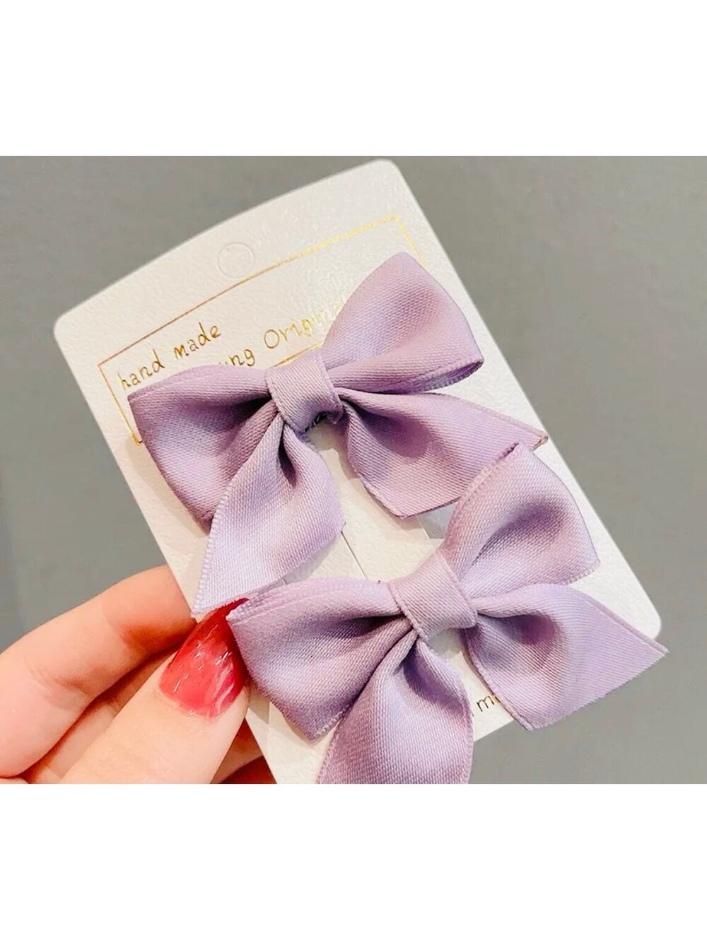 New - 2 Pcs Adorable Princess Bow Hair Clips - Lavender